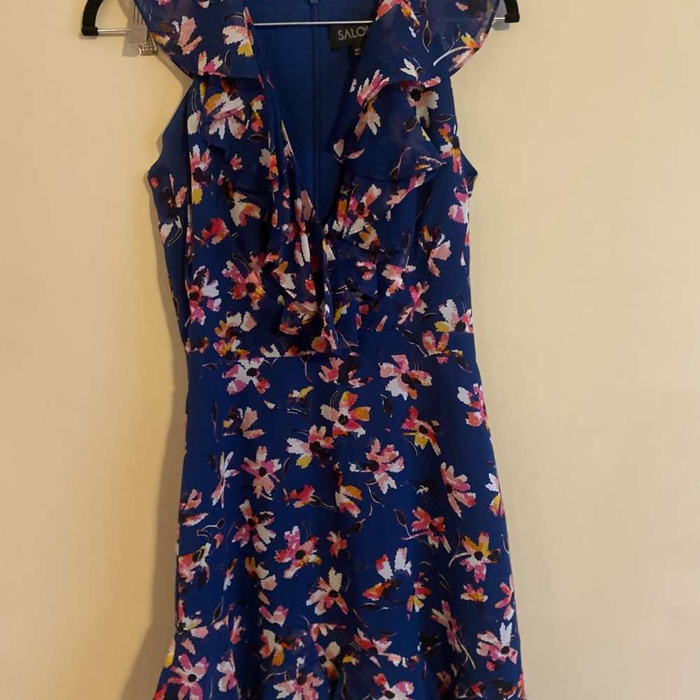 NWOT Woman’s Saloni navy blue floral dress